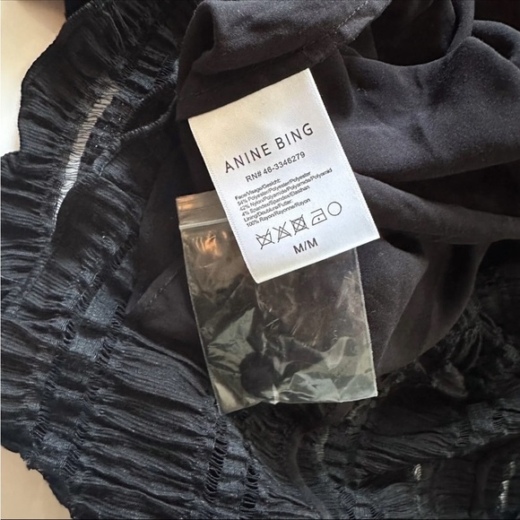 NWT Anine Bing Viola Lattice-Trimmed Plissé Stretch-knit Dress In Black - Medium - Picture 14 of 16